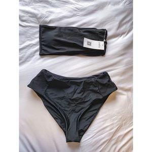 Black high waisted/bandeau two piece swimsuit